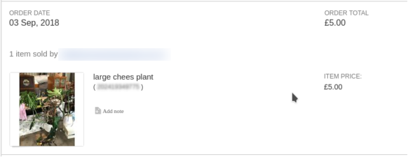 EBay listing for my monstera plant