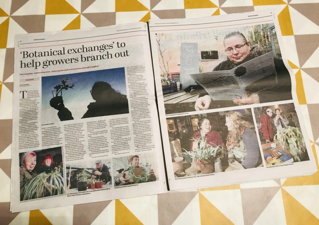 Double page spread on PlantSwap in the Sheffield Telegraph newspaper (23 January 2020)